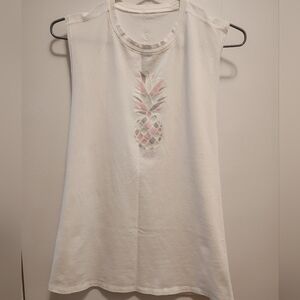 🍋 Lululemon MUSCLE HUSTLE TEE Tank Top White Pink Pineapple (Size Medium)